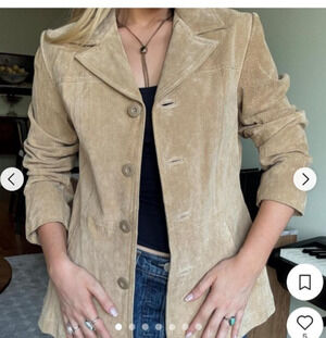 Siena Vintage Genuine Suede Blazer Jacket Women's Size 6 Two Button Long Sleeve